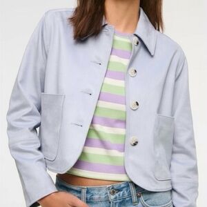 Abercrombie Women’s Light Blue Cropped Vegan Suede Jacket Size XS